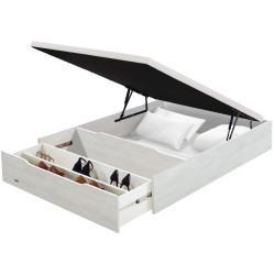 Canapé Abatible Madera 25 Con Zapatero y Tapa Con Tejido 3D de Flex